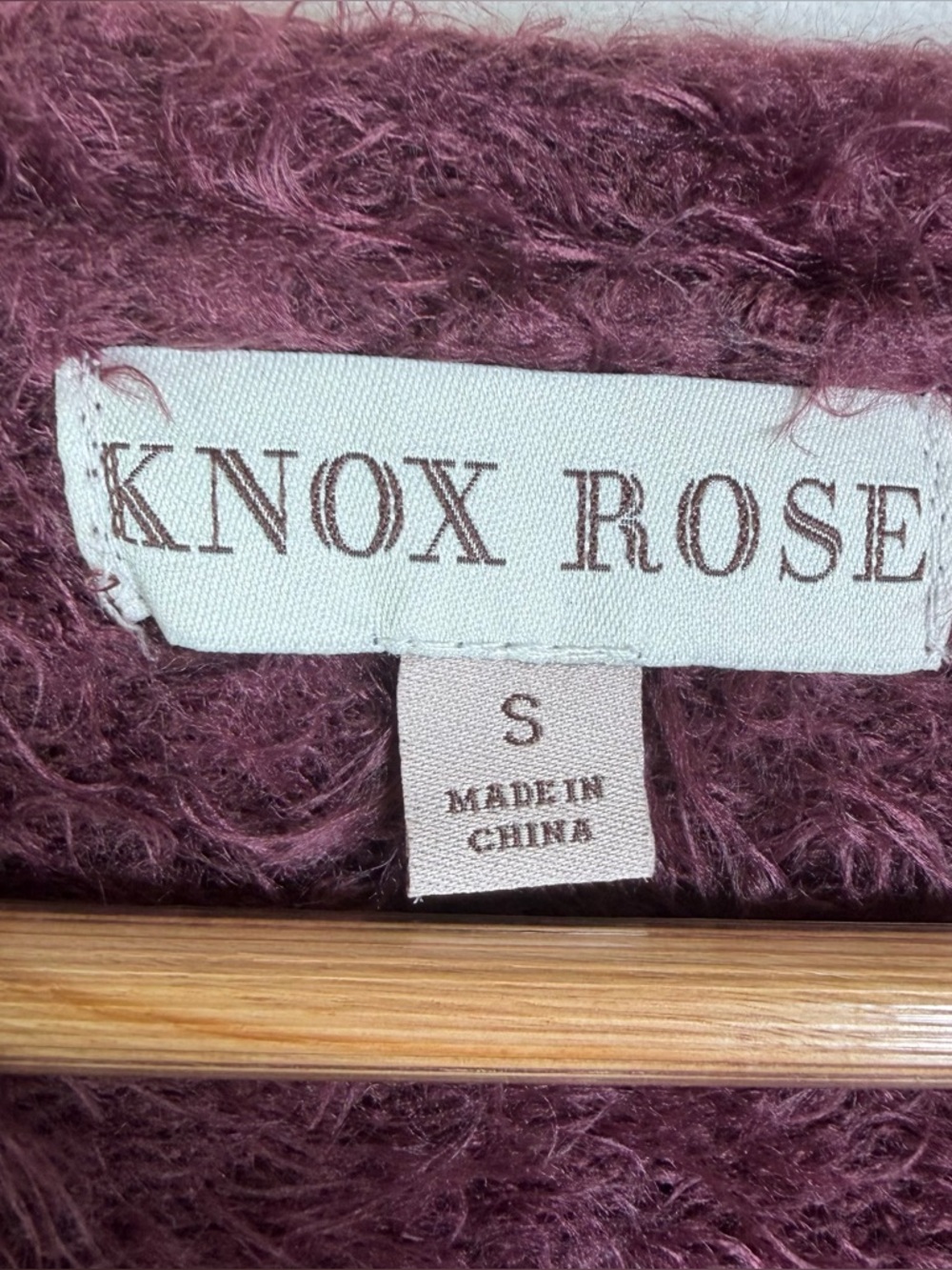 Knox Rose Womens Fuzzy Burgundy Cardigan Sweater Floral Embroidered Boho Duster - Picture 9 of 10